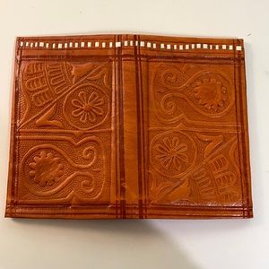 Orange Embossed Leather Wallet from Portugal